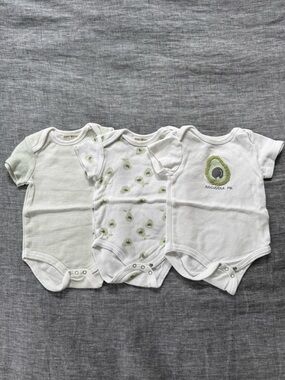 Rabbit + Bear avocado onesie bundle